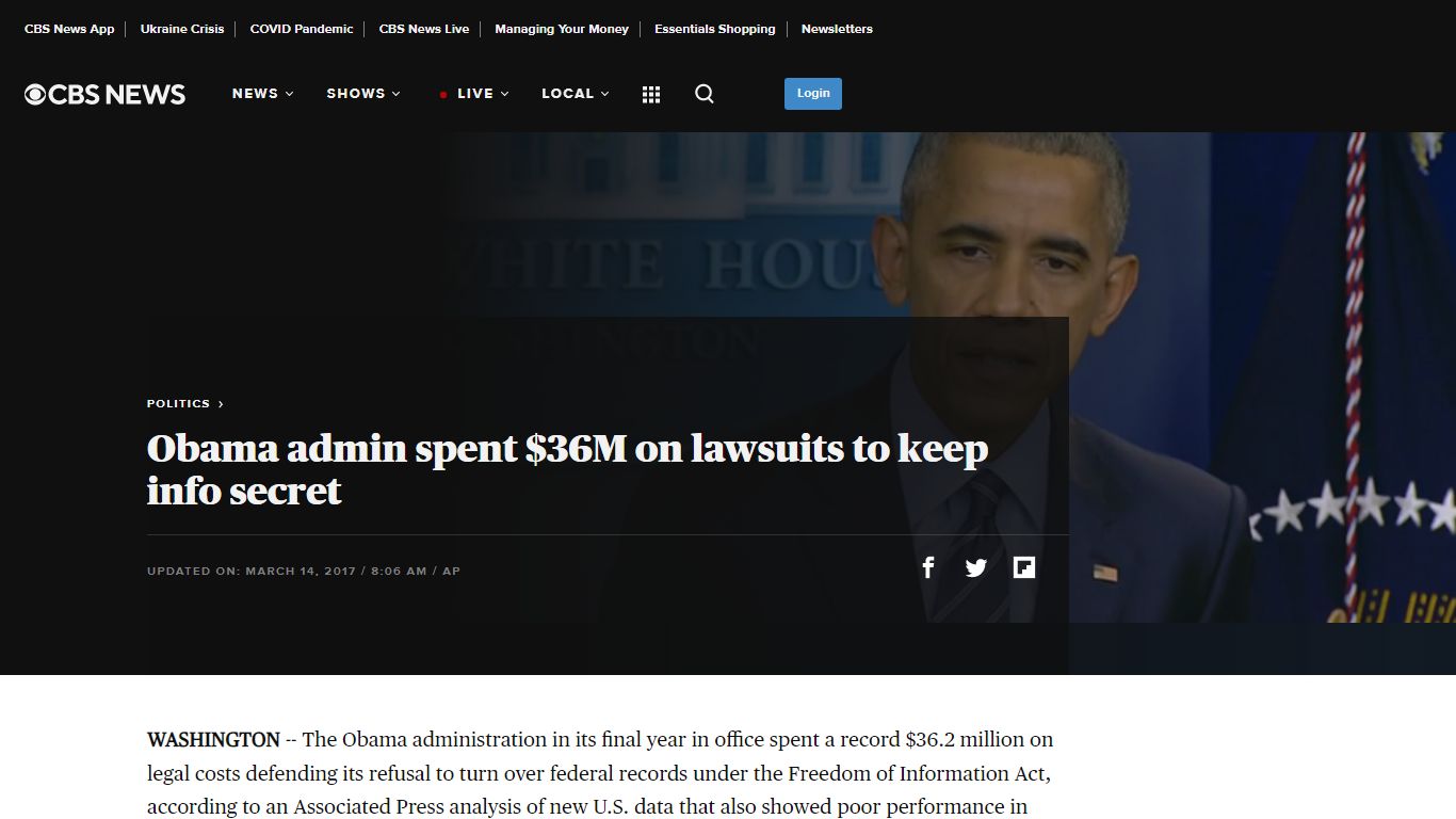 Obama admin spent $36M on lawsuits to keep info secret